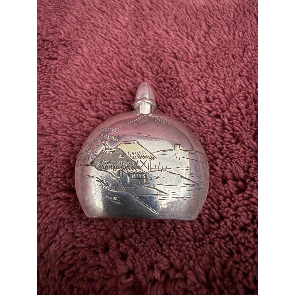 VINTAGE JAPANESE 950 STERLING SILVER PERFUME BOTTLE WITH STOPPER DABBER